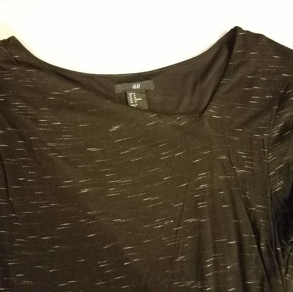 H&M Ruched Longsleeved Black Dress - Picture 3 of 7